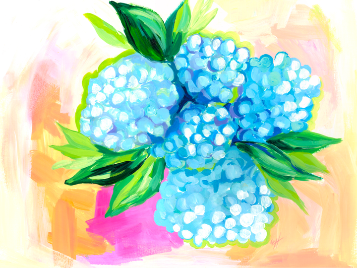 Emma's Hydrangeas in Pink Acrylic Tray