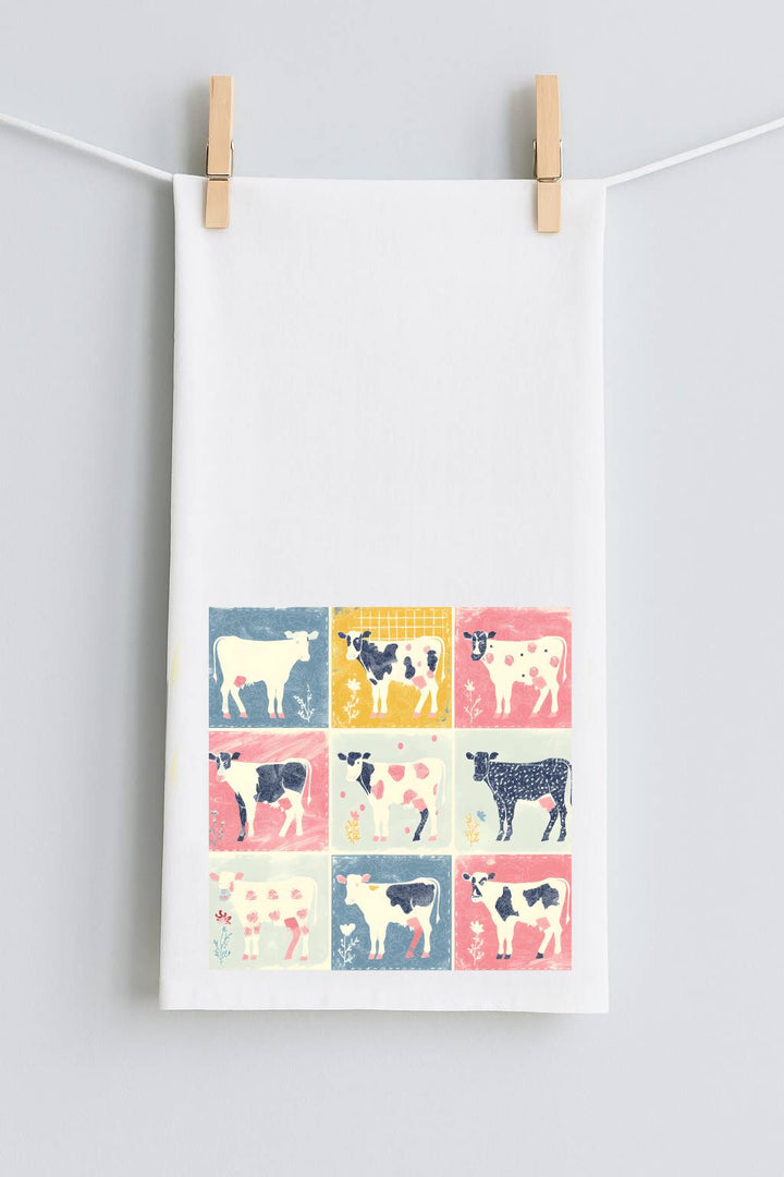Retro Cow Farm Tea Towel