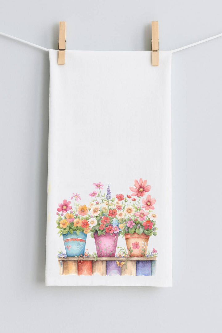 Pots of Flowers #6 Tea Towel