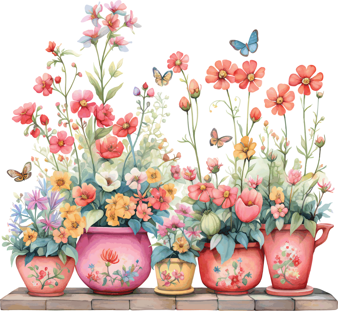 Pots of Flowers #7 Tea Towel