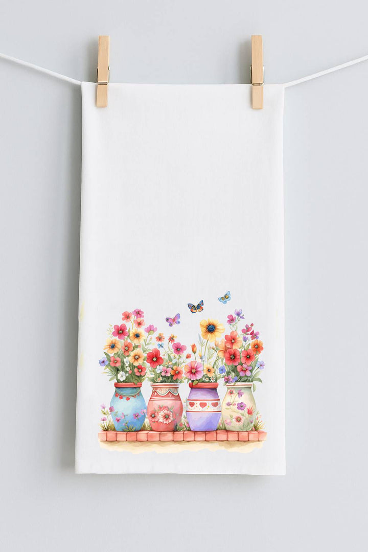 Pots of Flowers #8 Tea Towel