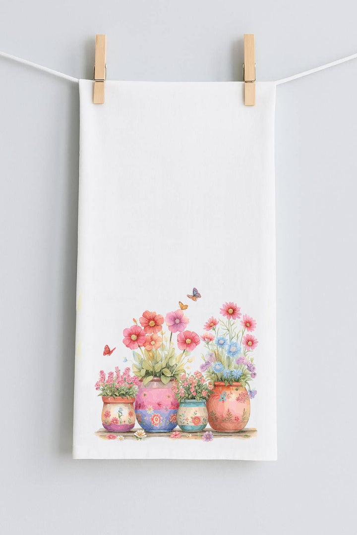 Pots of Flowers #10 Tea Towel