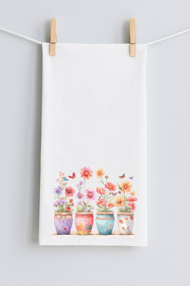 Pots of Flowers #11 Tea Towel