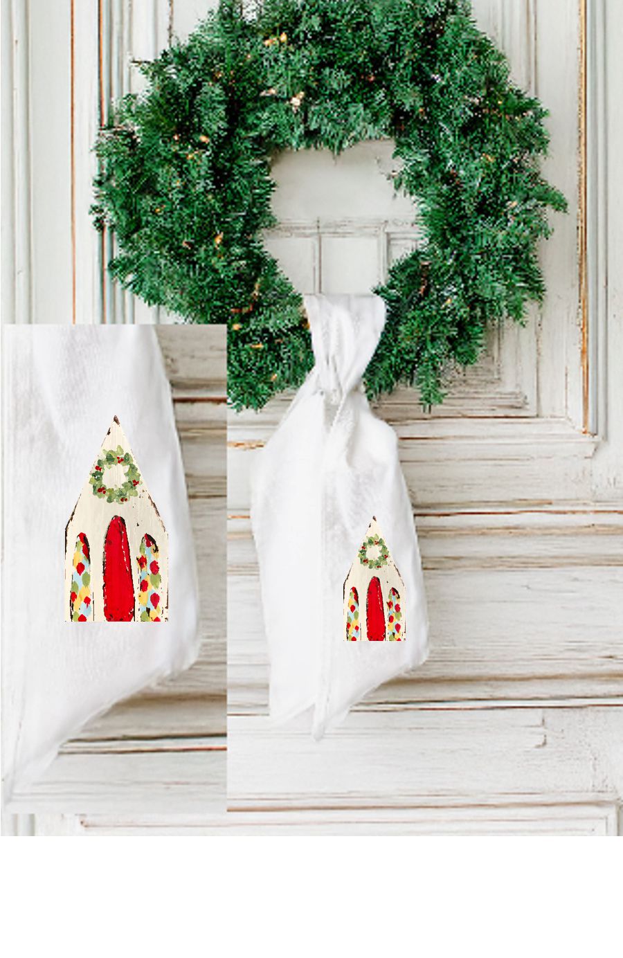 Haley's Christmas Church Block Wreath Sash