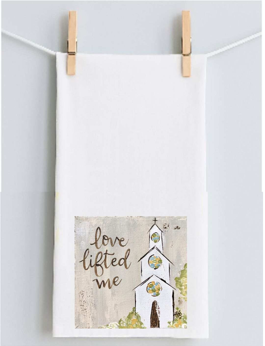 Haley's Love Lifted Me Church Tea Towel