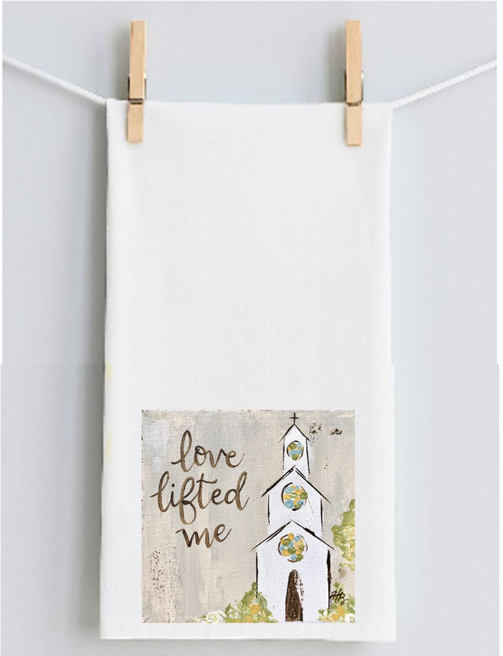 Haley's Love Lifted Me Church Tea Towel