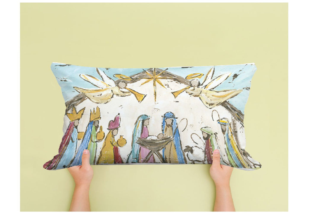 Haley's Nativity Scene Colorful 14"x20" Lumbar Pillow