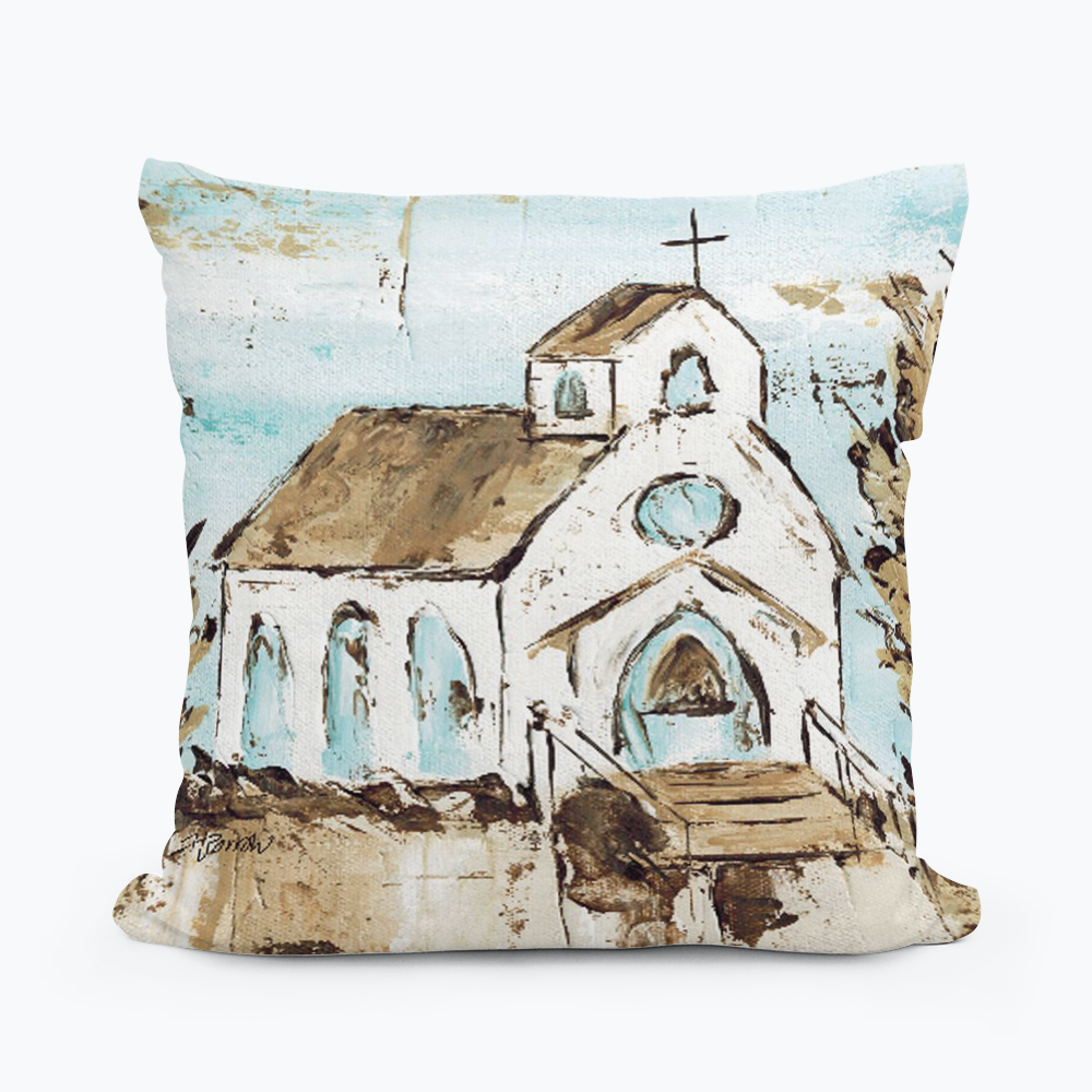 Haley's Church with Cross Square Pillow