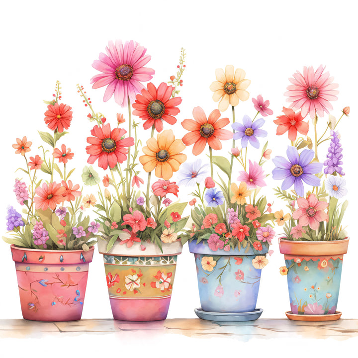 Pots of Flowers #9 Tea Towel