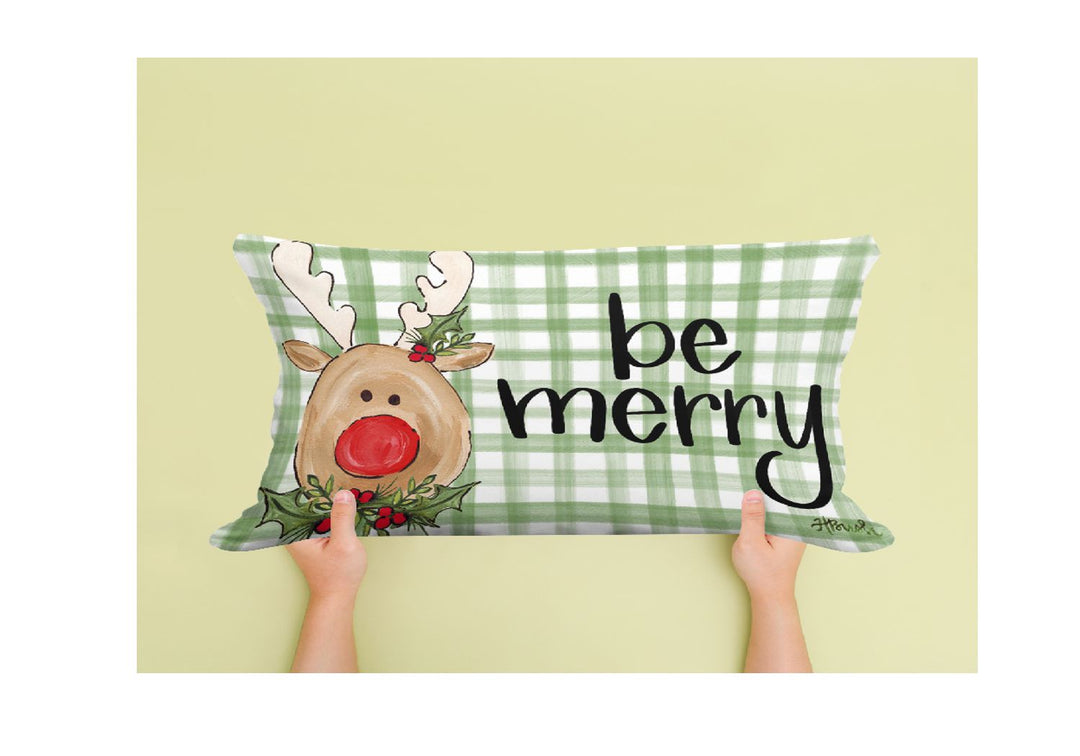 Haley's Be Merry Rudolph 14"x20" Lumbar Pillow