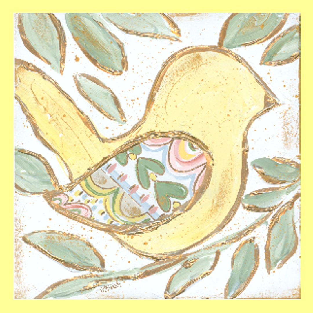Haley's Yellow Bird Gold Accents Square Swap