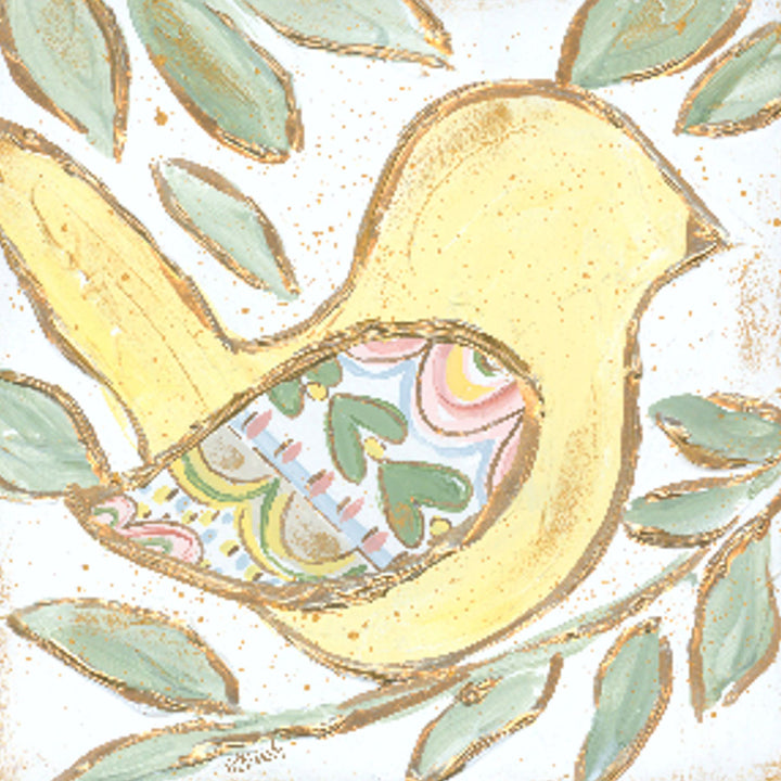 Haley's Yellow Bird Gold Accents Tea Towel