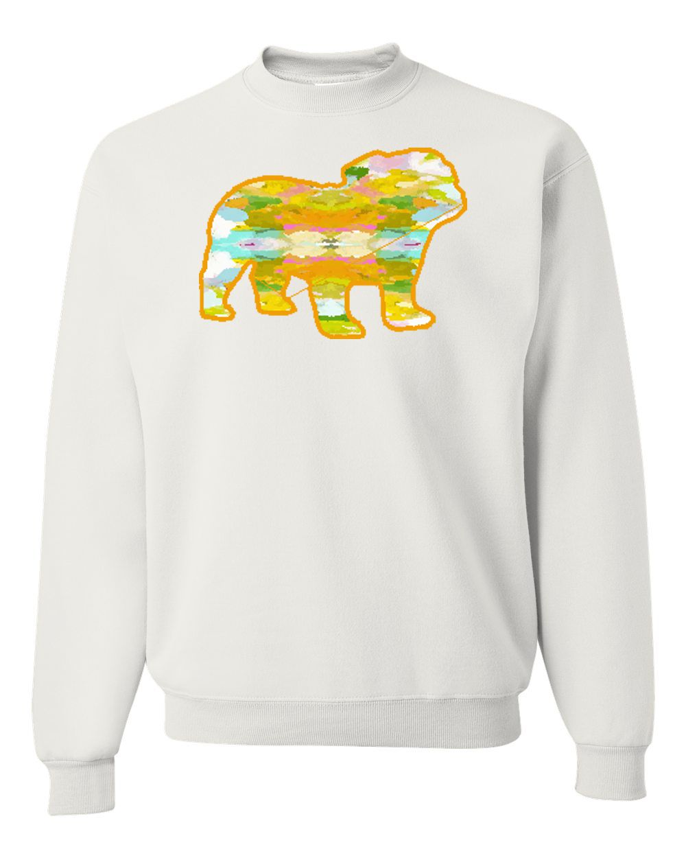 Abstract  Bulldog on White Sweatshirt