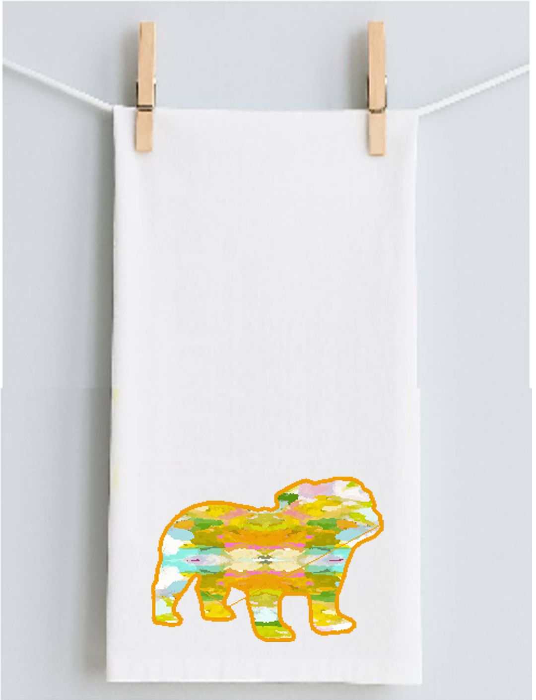 Abstract  Bulldog Tea Towel