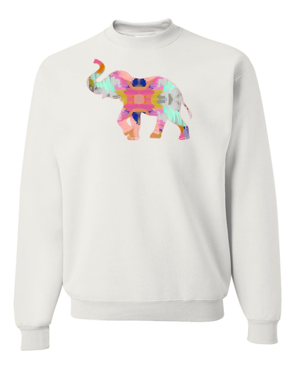 Abstract Elephant on White Sweatshirt