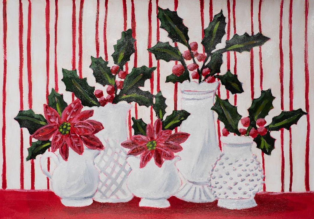 Jennifer's Milk Glass Holly Acrylic Tray