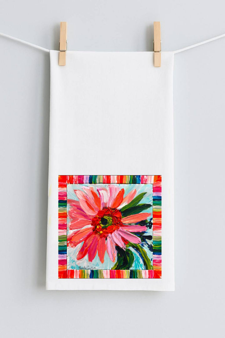 KRISTIE'S FLOWER WITH BORDER TEA TOWEL