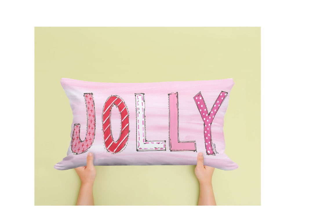 Haley's Pink Christmas Jolly 20x14 Lumbar Pillow