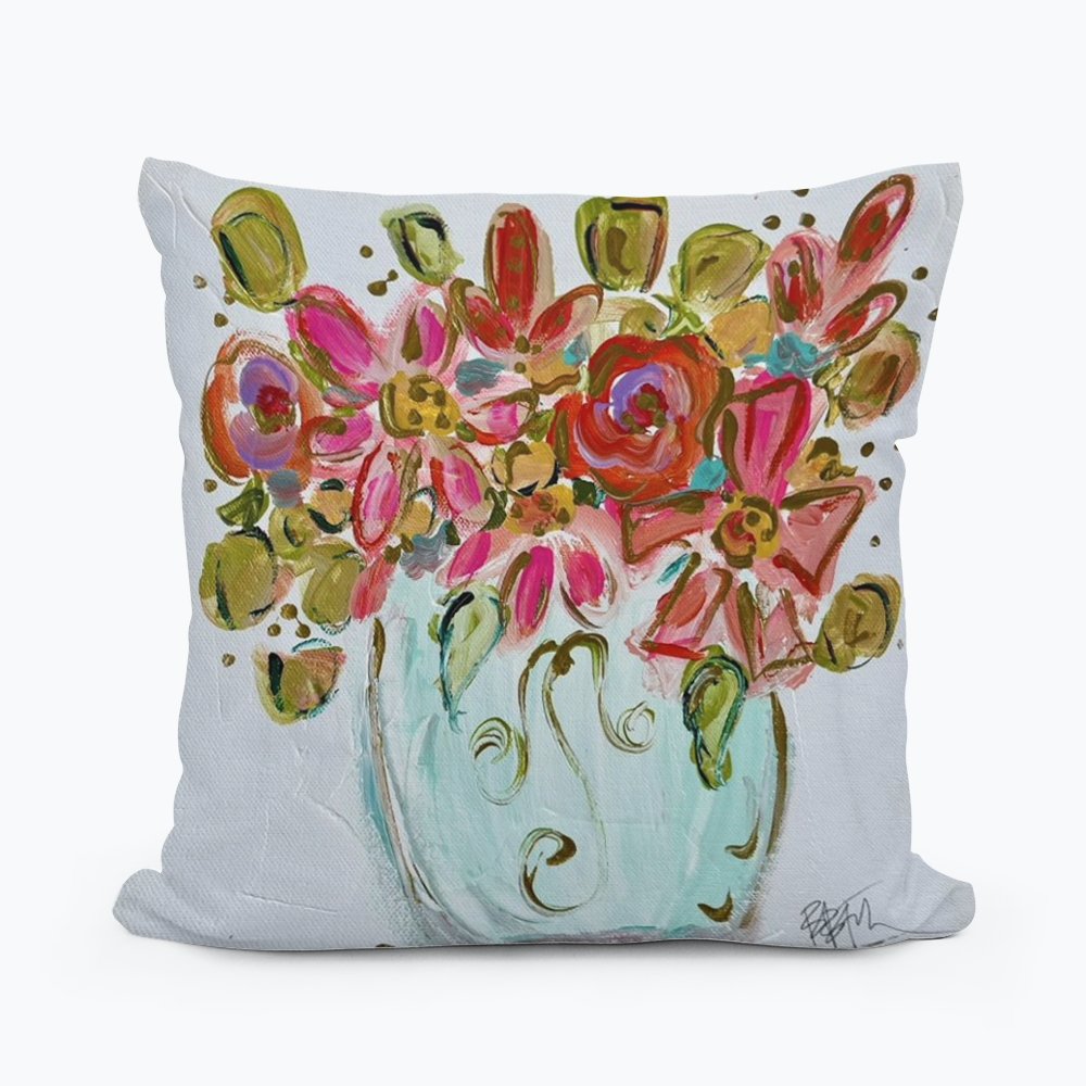 Hot Pink Flowers Pillow
