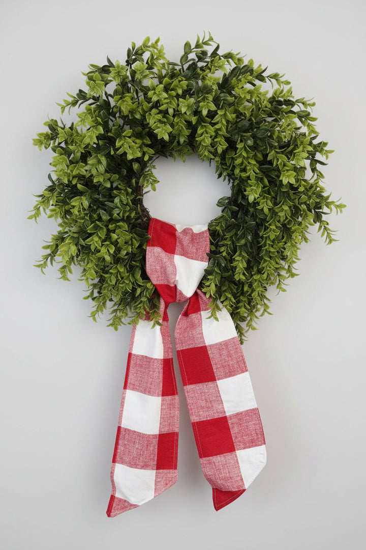 Lipstick Red Buffalo Plaid Wreath Sash