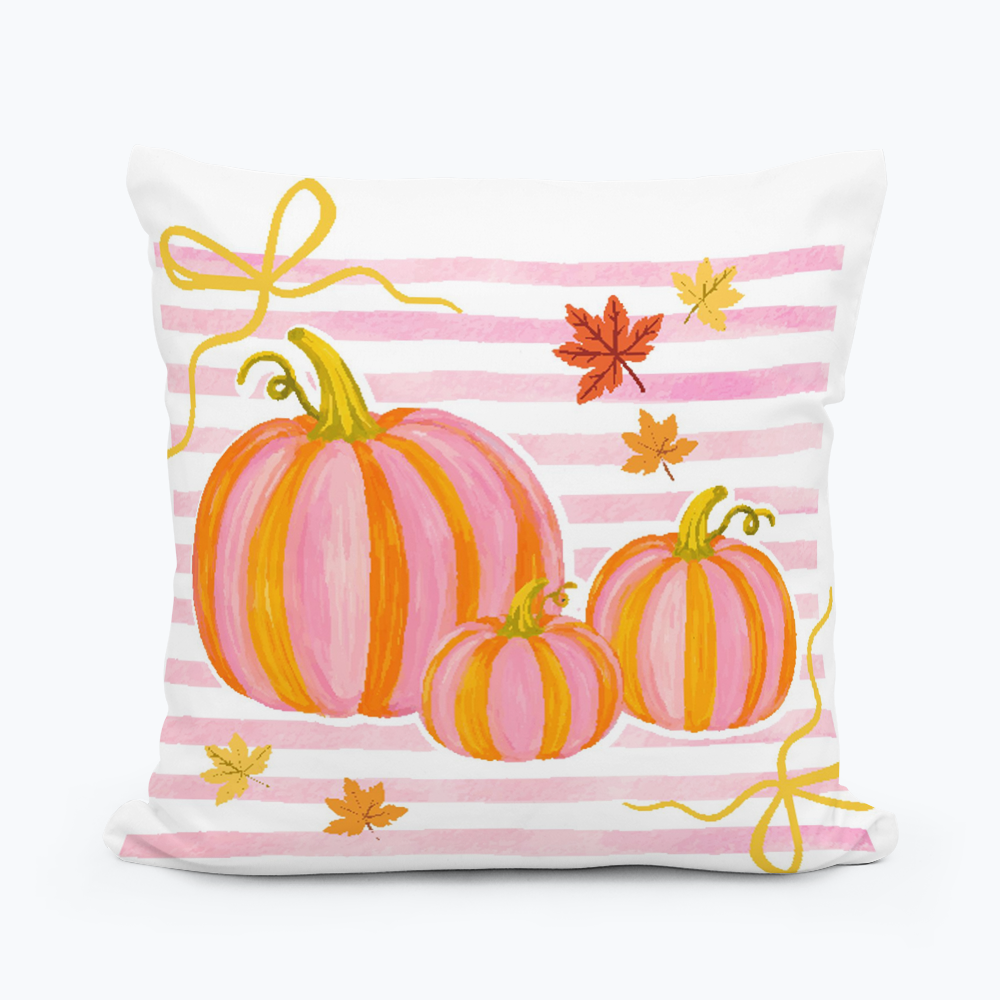 Pink Stripe Pumpkin Pillow